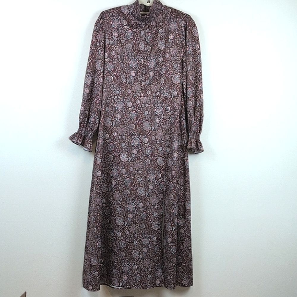 Renata by Renata Gasparian High Neck Floral Long Sleeve Maxi Dress Size L